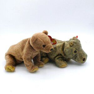 Ty Beanie Babies Tubbo & Pecan Plush Pair Vintage Collectibles Stuffed Animals